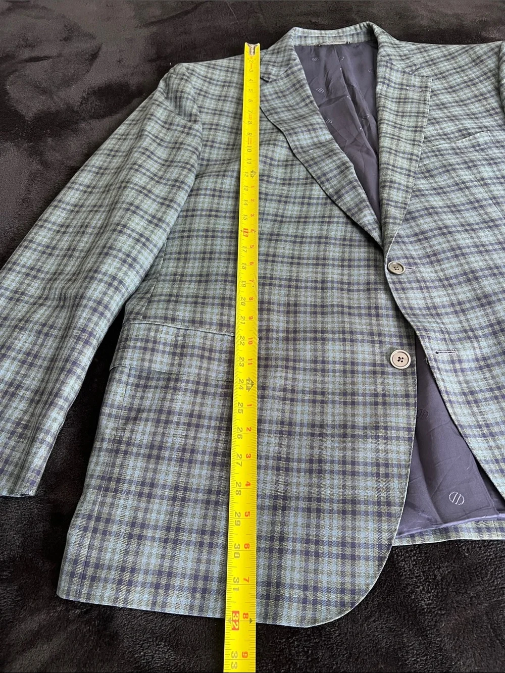 David Donahue Olive and Navy Plaid Sport Coat